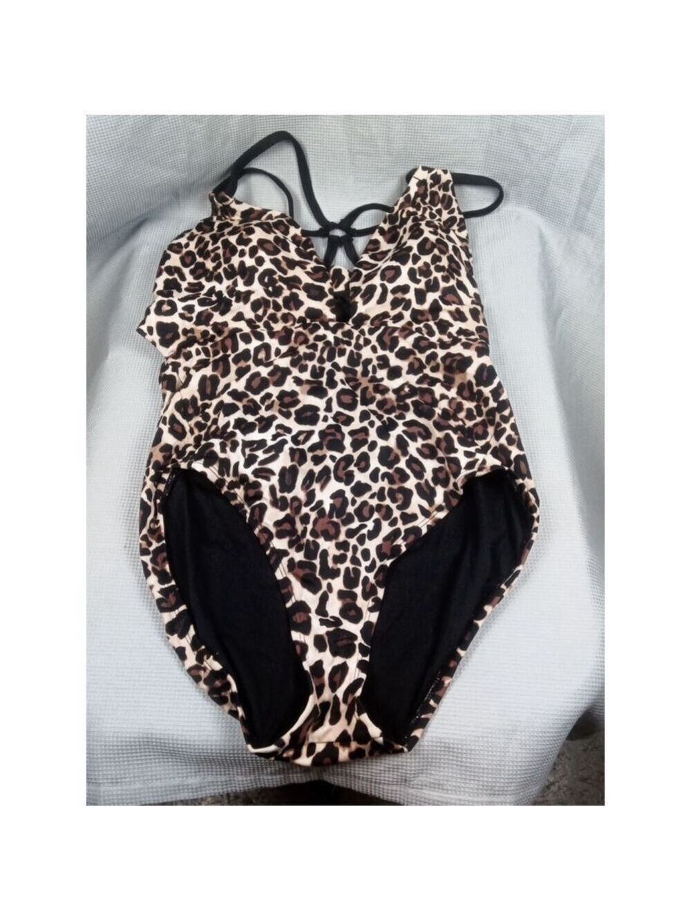 Time and Tru leopard print one piece swimsuit, size L